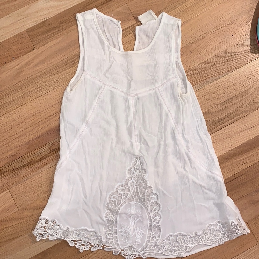 White tank top with lace detail